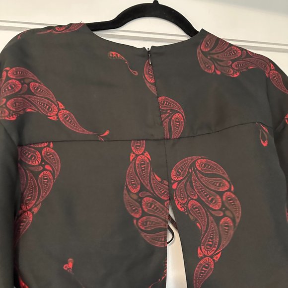 Christopher Esber Ruched Silk Crop Top Skirt Set Paisley Print Sz 10 Black Multi - Picture 9 of 12